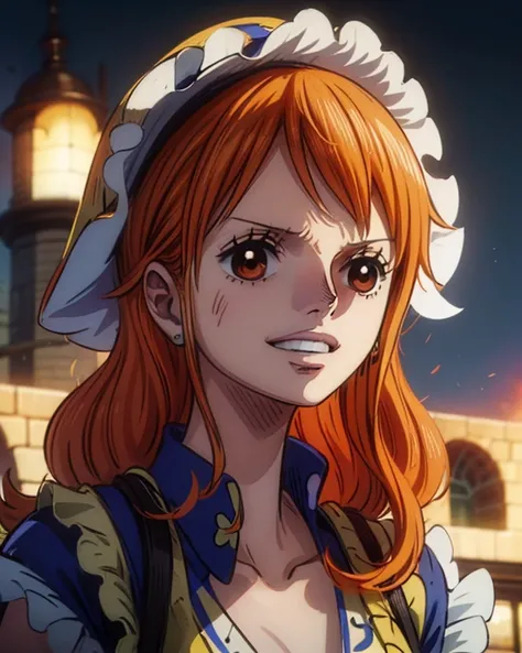 (最高masterpiece,  best quality, 4K, 8k,  high resolution,masterpiece:1.2), Nami in One Piece,smile,The Mysterious Witch,Miracle,Power Spot