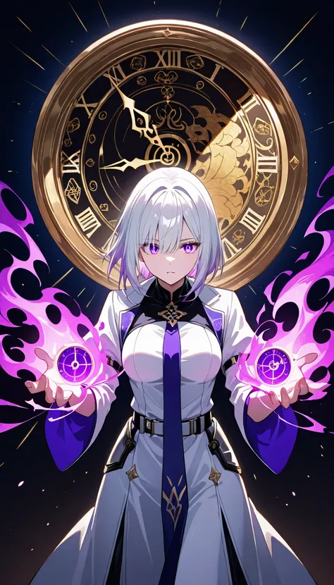 clock、黒Purple Magic , Purple Magic , white short-haired woman ,