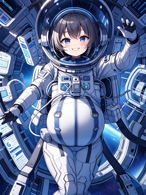 Adorable,loli,,smile,astronaut,spacesuit,space_helmet,gloves,pregnant