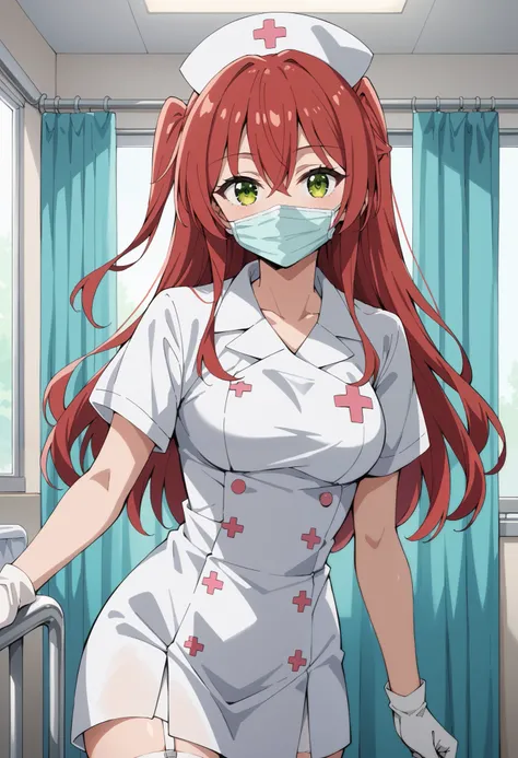 Score_9, score_8_up, score_7_up, source_anime, ikuyo kita, green eyes, hair between eyes, long hair, one side up, red hair, (best quality), (high quality), {masterpiece}, extremely delicate and beautiful, ultra-detailed, beautiful detailed eyes, nurse, nur...