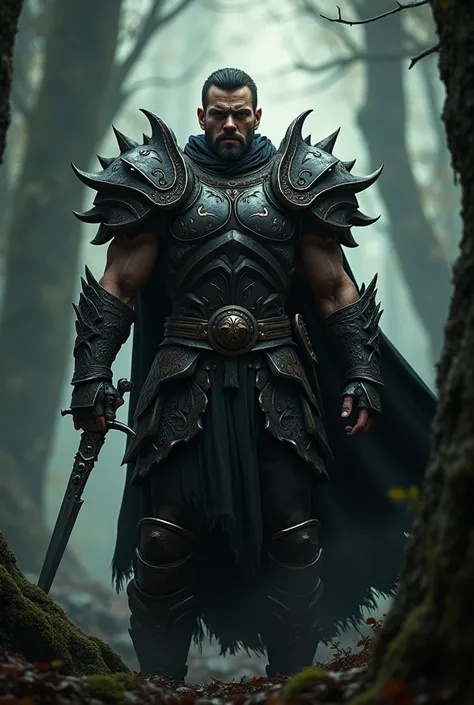 Matt demon gladiator armor with dagger in woods stand 