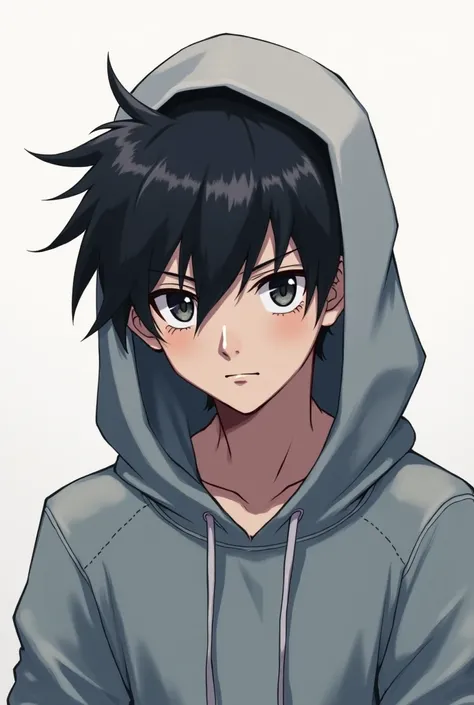 Anime boy with straight face wear hoodie 