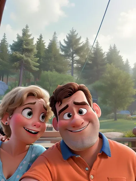 A couple in excellent quality and definition in the Disney Pixar style