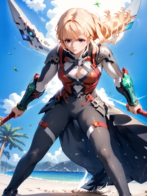 (masterpiece, best quality, ultra-detailed, 8k, photorealistic, cinematic lighting),  
a beautiful anime-style female character, wearing a sleek, high-tech battle suit made of glossy and reflective materials, armored segments, futuristic design with glowin...