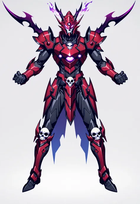 score_9, score_8_up, score_7_up, source_anime, rating_safe, , (realistic: 0.6), front visor, , 1 male, alone, male spotlight, issei_Hyoudou, powered up equipment, dark red armor, armor with lines, white paint, paint on armor, skull painted on helmet, armor...