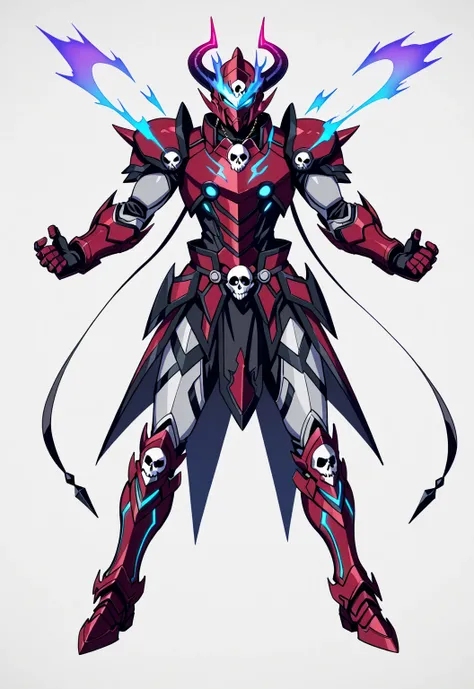 score_9, score_8_up, score_7_up, source_anime, rating_safe, , (realistic: 0.6), front visor, , 1 male, alone, male spotlight, issei_Hyoudou, powered up equipment, dark red armor, armor with lines, white paint, paint on armor, skull painted on helmet, armor...