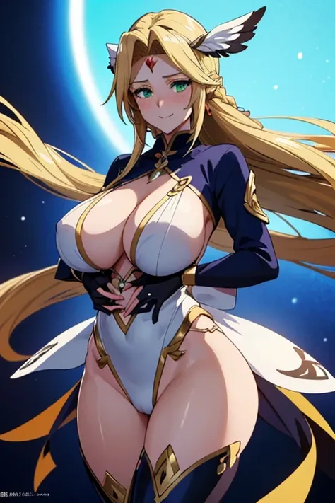 8k((((( the goddess's woman:1.5)))))(顔の描写が上手い anime style)
(( Woman with Golden Hair,Huge boobs, big size:1.4, ( big size:1.8),とても唇が赤い big sizeを強調,Big Ass, thin waist, long legs ,Green Eyes立っている))
8k anime style, smiling face ,What we are looking for,Face ...