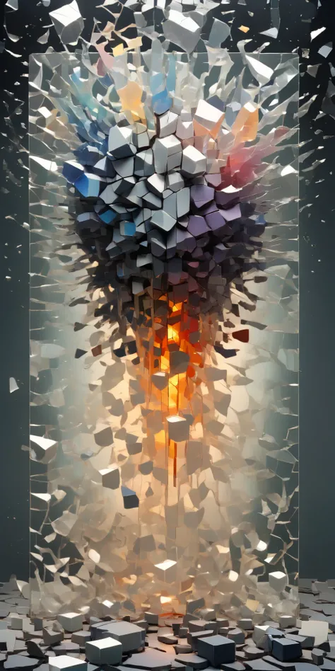 ral-3dcubes ,Made_of_piece_Broken_Glass, the void roared and trembled violently ,and the whole universe was shaking like a Broken painting, it sounded like something was suddenly moving ,It's about to burst, and he couldn't stand it anymore . after t...