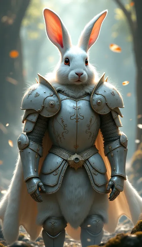 White rabbit with knight armor