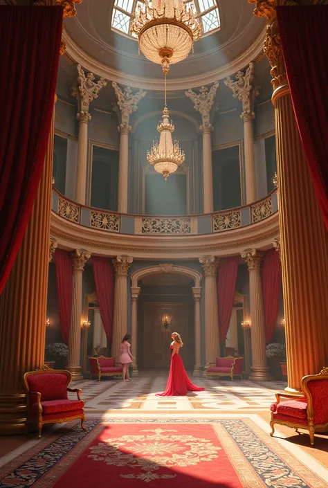 Adapt the past image to me, The American court is perfect but make it clear that in the house there are fabrics for aerial dance and there is a ballet room with mirrors  