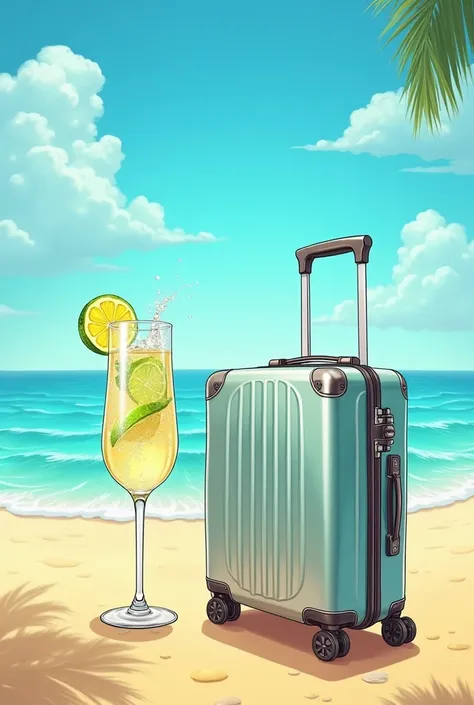 Gin Tonic Beach Wheeled Suitcase Drawing