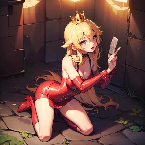 Animated Princes peach in leathers in a hells dungeon