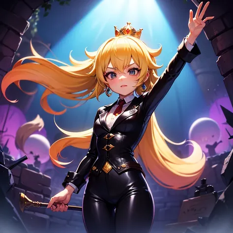 Animated Princes peach in leathers in a hells dungeon