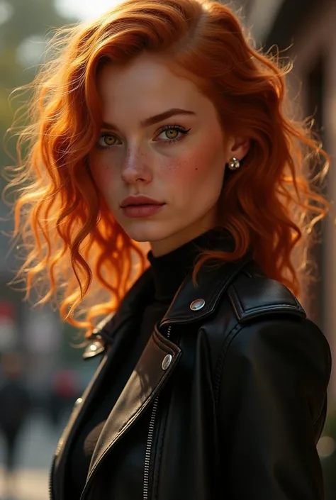 She is a young adult early 20s spy in the Marvel Universe, have waist-length curly orange-ish ginger hair, bright hazel/amber eyes, like melted gold and porcelain skin, that is splashed with soft freckles in her nose and cheeks. She also have beautiful ful...