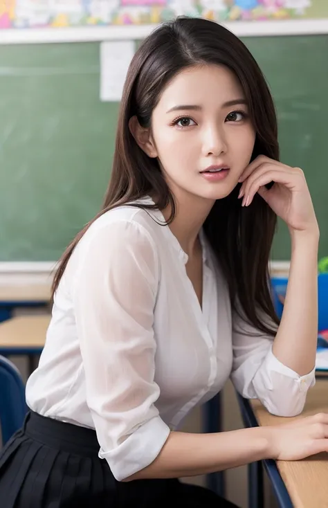 女性 teacher  ,  , 
(((masterpiece))), ((  best quality)), (( 複雑な Details)), ((  super realistic realism )), ,  mature women,   mature women,   see through,    high definition   , illustration, 1人の mature women,    perfect hand,   Details,  美しい Detailsな目,   ...