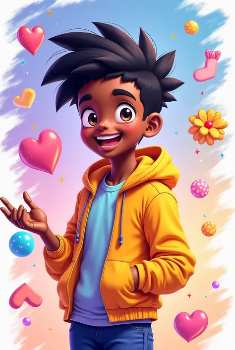 Create a black young bubbly anime character that will create content for s 