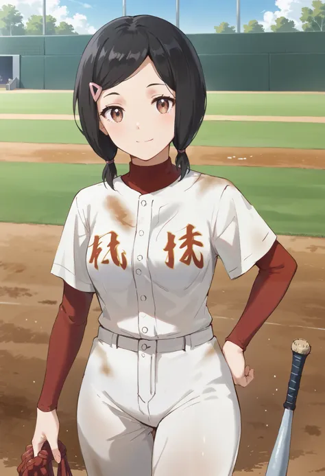 absurd, (absurd_resolution), masterpiece, best quality, (best illustration), (best shadow), ultra-High resolution, score_9, score_8_up, score_7_up, BREAK source_anime, 1girl, solo, shiny skin, perfect eyes, detail1eye, anime style, outdoor, day, baseball f...