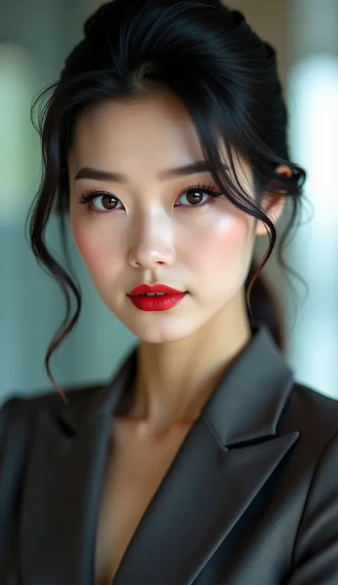 closeup of a sexy Japanese woman, executive