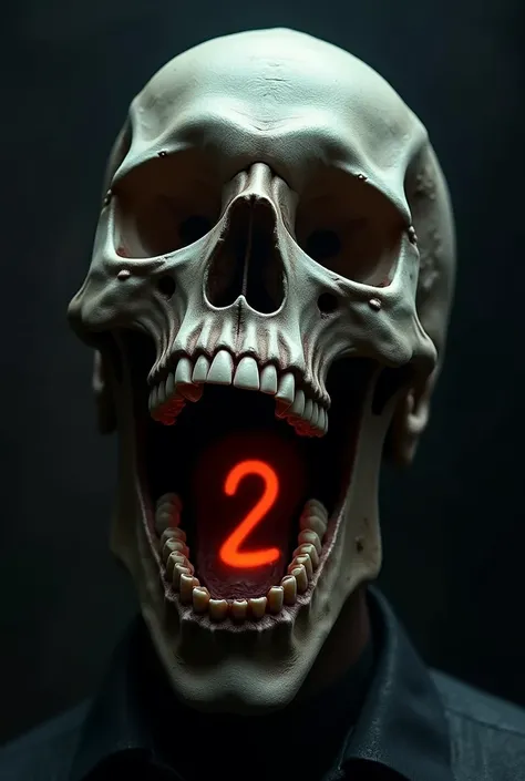 I want you to make me a skull with an open mouth and this number 2 is inside my mouth