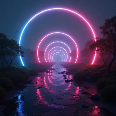  8 dawn lights  ,  futuristic picture, color contrast , goes beyond   