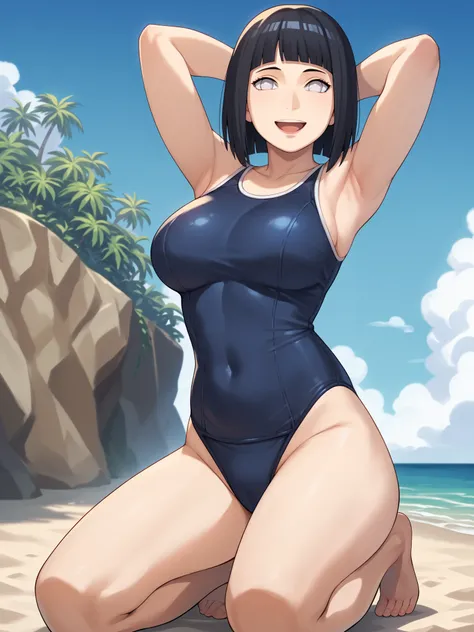 score_9, score_8_up, score_7_up, score_6_up, score_5_up, score_4_up, BREAK,
1girl, mature, milf, hinata_boru, bangs, black hair, short hair, large breasts,
school swimsuit, hands behind head, one-piece swimsuit,
open mouth, smile, happy, solo, looking at v...