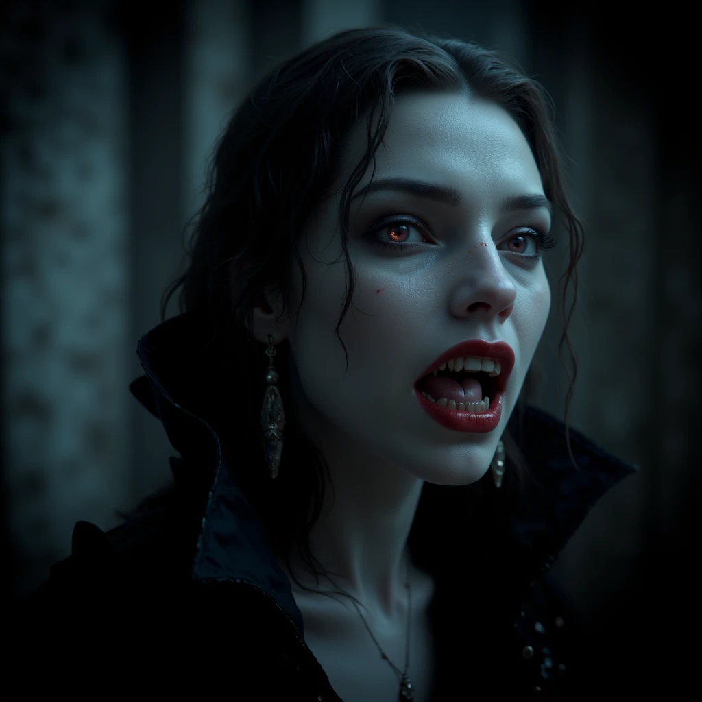 professional 3D model of diffused light fill lighting
Vampire woman with vampire teeth, octane render,   in great detail, Volumetric,  dramatic lighting 