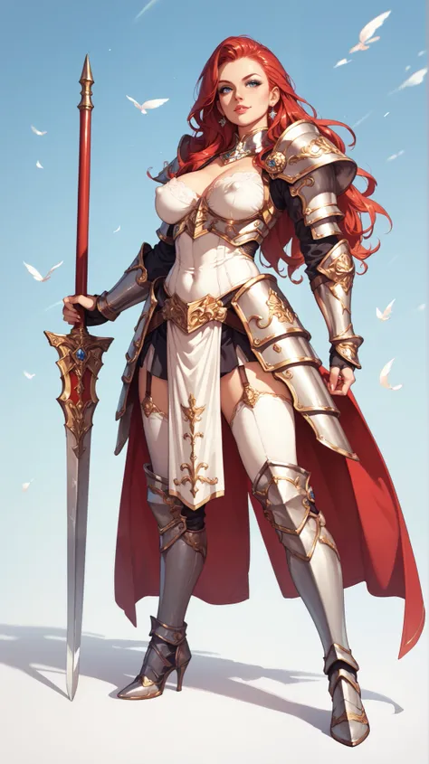  sensual and sexy woman ,  wearing a silver brassier as armor and a Guerrera miniskirt,  erect nipples, Red-haired woman full body Atlético Bonito 