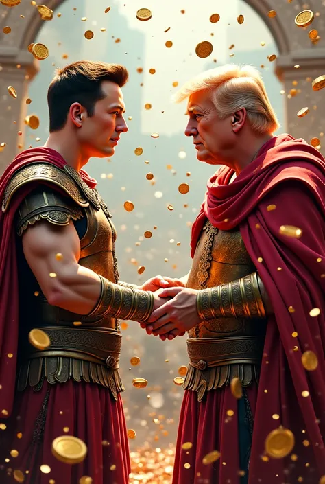 Anime, Elon Musk and Donald Trump as warlords, shaking hands, dressed in ancient Greek war garb, were showered with crypto during the season of altcoins and meme coins.