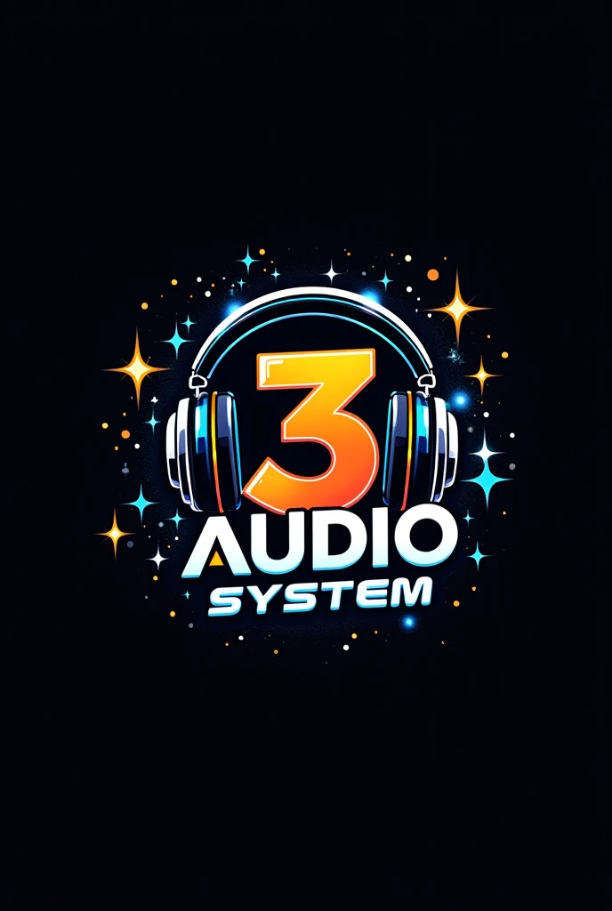 A modern, striking logo designed for a YouTube channel about video games. The design should focus on the initials '3 AUDIO, below it the words "3 Audio System" with futuristic and stylish typography that represents the world of gamers. Include visual eleme...