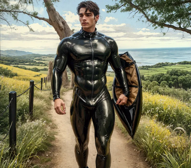 men wearing latex catsuit 