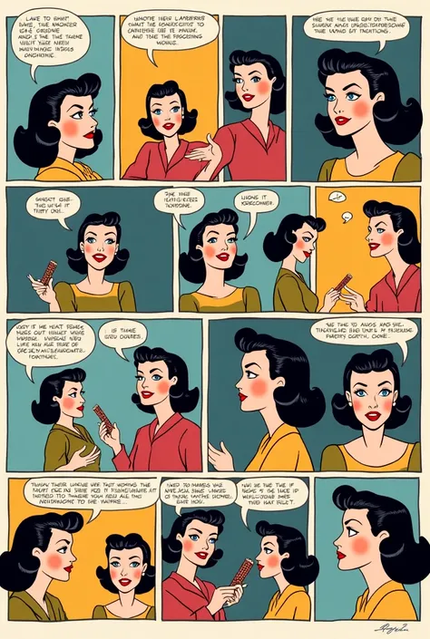 Create me a 14-cartoon comic featuring Heddy Lamarr