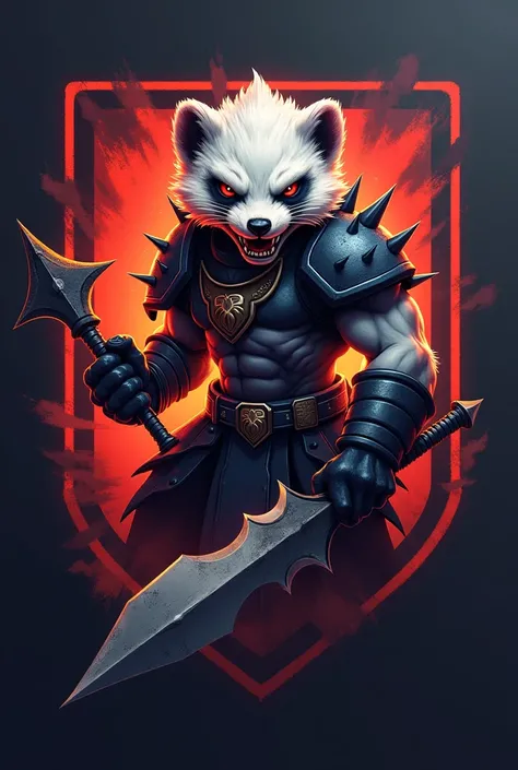 E-sport team logo with an angry 3d warrior ferret