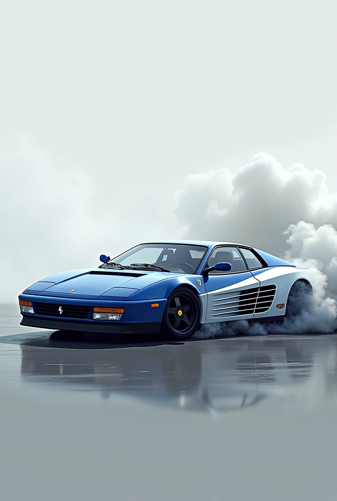 Blue and White Ferrari testarossa drift car