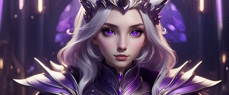 Female Anthropomorphic Unicorn High detail White hair Purple pupils