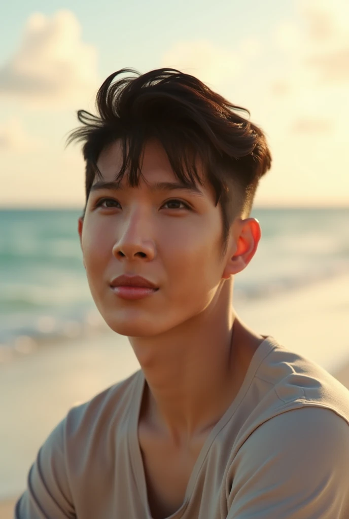 Asian guy in the beach