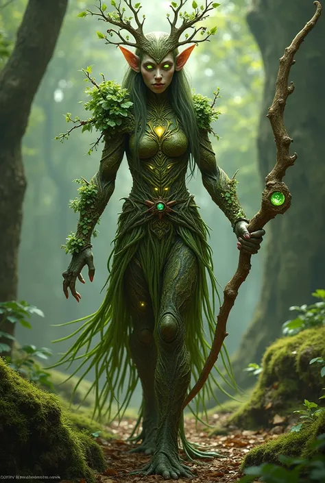 A majestic race combining the grace of elves with the ancient strength of ents, known as the Sylvaran, emerges as protectors of the natural world. These beings have tall, slender, humanoid forms, standing between 8 and 10 feet, their bodies a seamless blen...