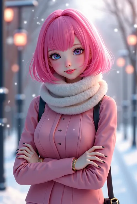 Megurine Luka cute adult casual clothes G pan winter walk upper body pink hair sexy
20才