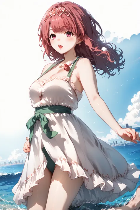  prompt 

「Fantastic seaside sunset、A girl with long hair fluttering in the wind、Magnificent anime-style background」
	• Girl's characteristics: Around  、 slender figure、Smooth black hair reaching down to her waist、 delicate face、Large eyes shining
• Outfit...