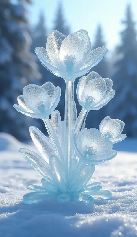 Flowers made of ice