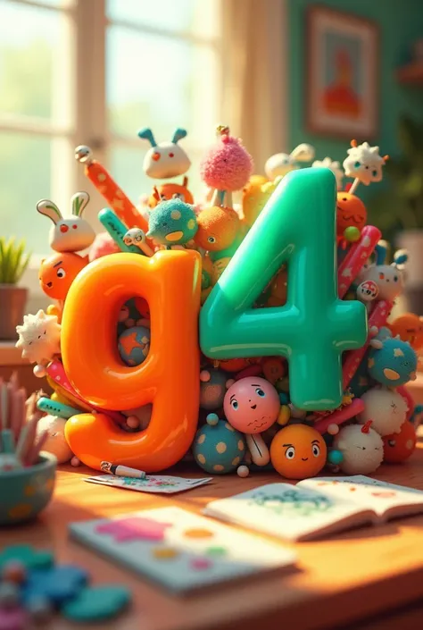  An image with the text " G4 " In the colors orange and green containing ren's things with the name on the bottom morning 