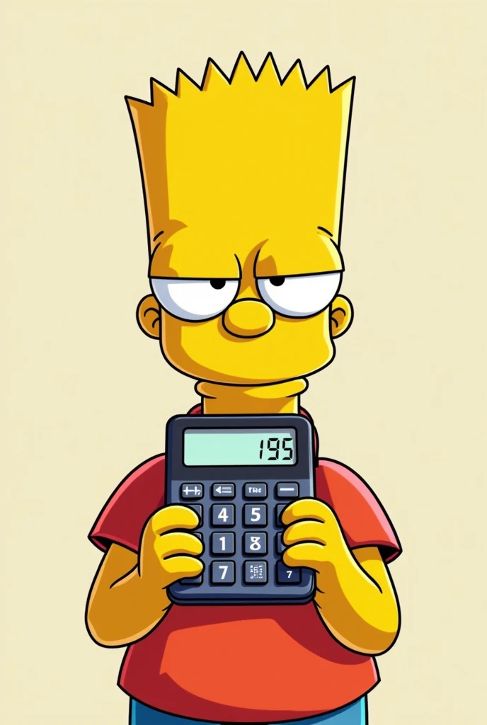 Bart  (Simpson) with calculator in hand