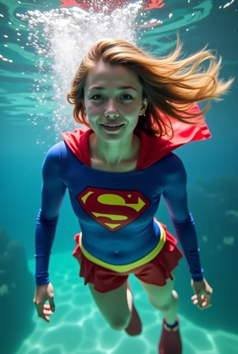 Is a Japanese supergirl in her 20s diving
perfect supergirl costume、 Hair