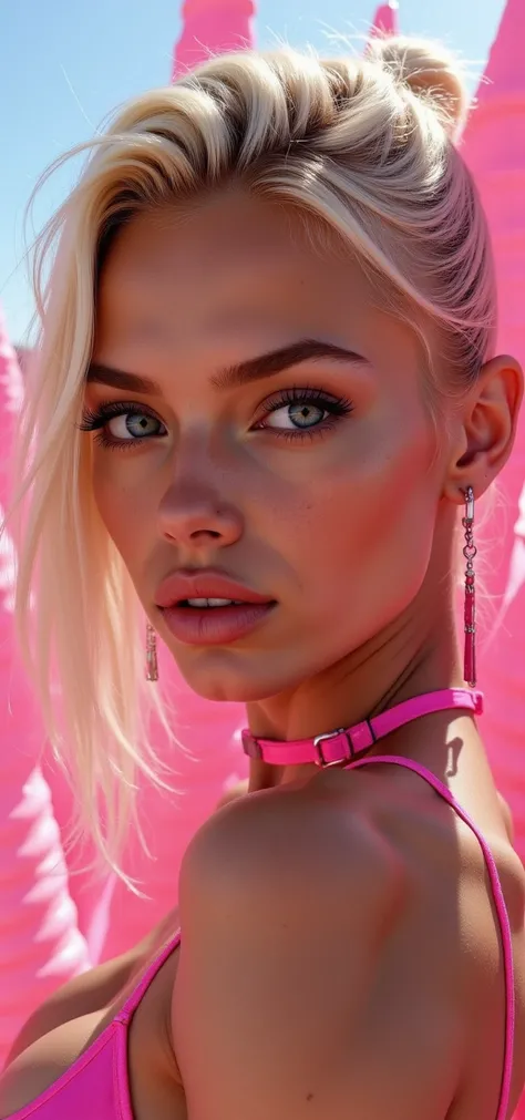 ((beautiful western model:1.8)),(photorealism: 1.4),( hot girl brown skin),(complex and realistic skin texture:1.4),face view,close face side view,closeup face view,18years old,insane extremely long hairs,futuristic blond hairs,cyberpunk,very skinny, naked...