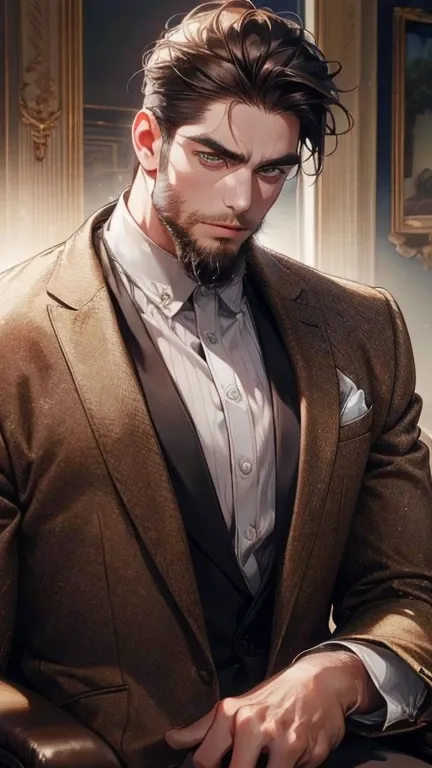 (  best quality,4K,8k,  highres,  masterpiece :1.2),  ultra-detailed  ,(realistic,photorealistic,photo-realistic:1.37),36-year-old man,3 day beard,Beautiful anime,Portraits,strong,Masculine,  with dark hair  ,sharp jaw,   mesmerizing eyes   ,  perfectly co...