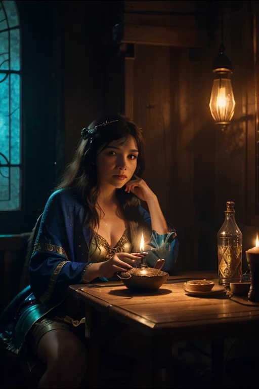 Fantasy short film, magical tavern visuals, retro-inspired cinematic art, AI-generated enchanting music video, magical adventure stories, fantasy storytelling, Panavision 70 retro visuals, wizards and mystical characters, whimsical magical realms, enchanti...