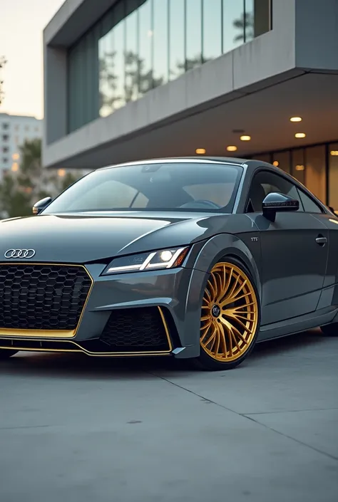 A grey audi tt mk with gold wheels 