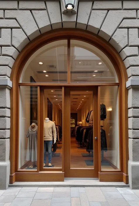 Facade of a shopping store with naval wood