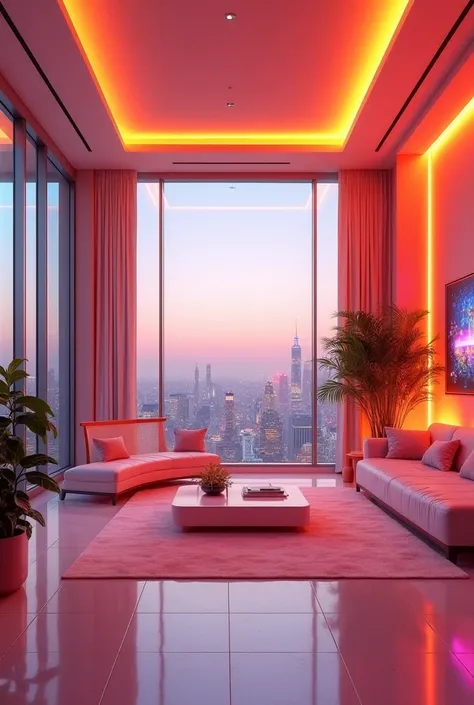 Pink and orange 2000 futuristic apartment 