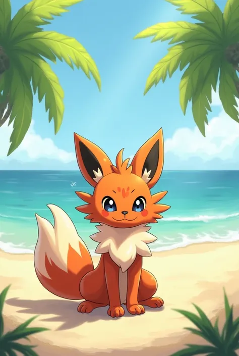 Delphox en la playa 