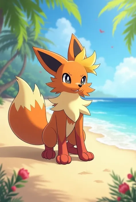 Delphox en la playa 